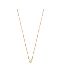 Collier Brillaxis solitaire plaqué or 40cm