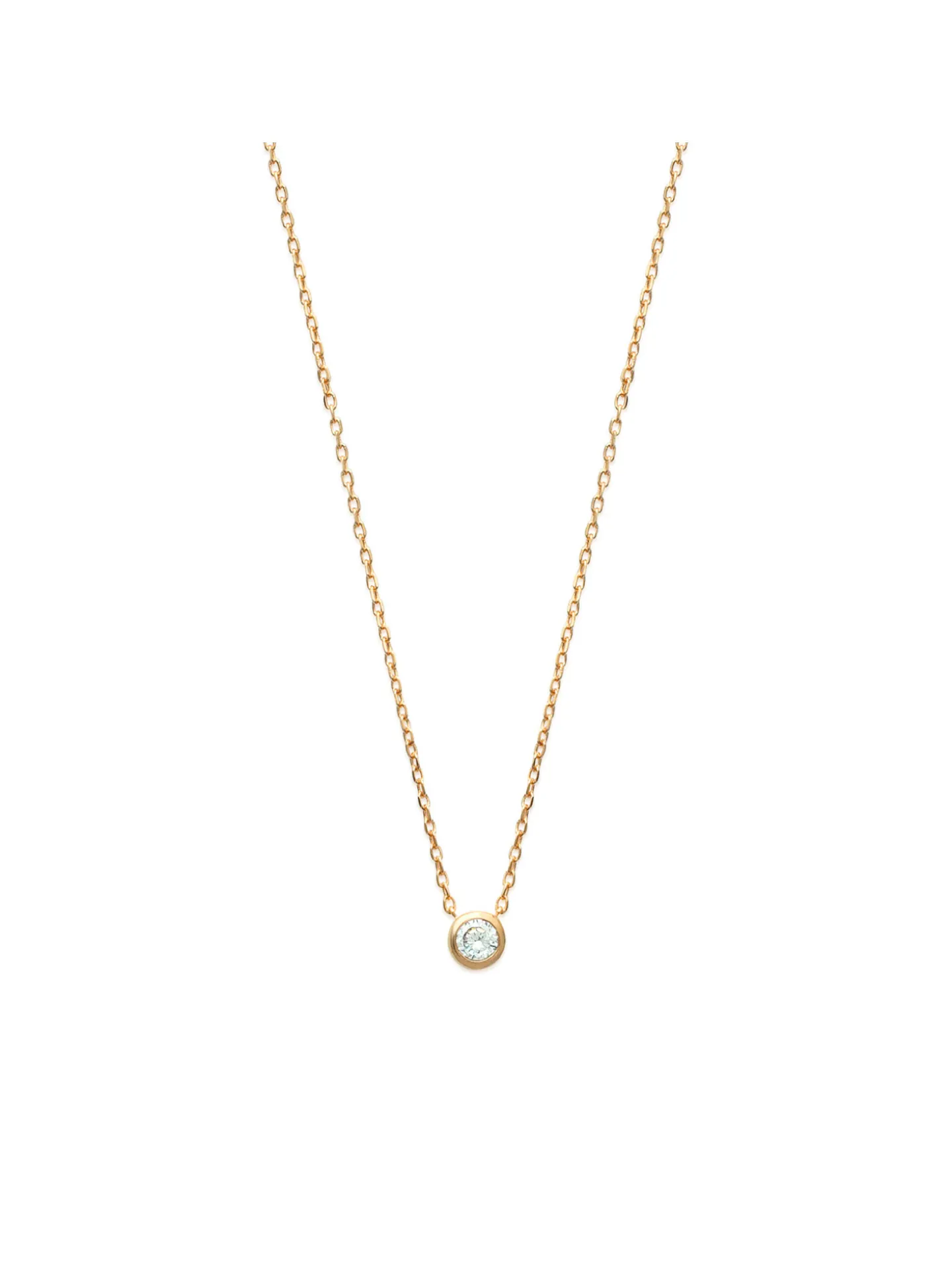 Collier Brillaxis solitaire plaqué or 40cm