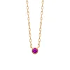 Collier Brillaxis solitaire rouge_x005f_x000D_Plaqué or