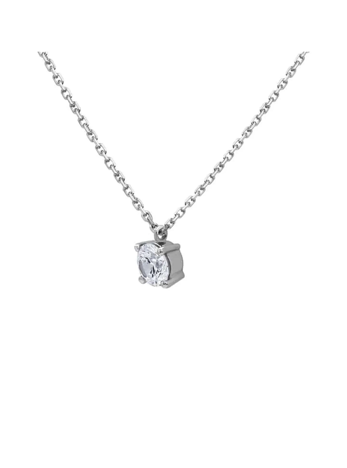 Collier Brillaxis solitaire oxyde or blanc 5 mm