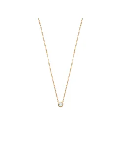 Collier Brillaxis solitaire plaqué or 40cm