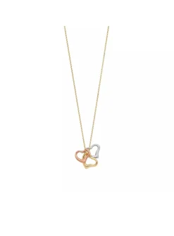 Collier Brillaxis trois coeurs coulissants 3 ors 9K
