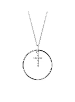 Collier cercle et croix oxydes de zirconium argent 925