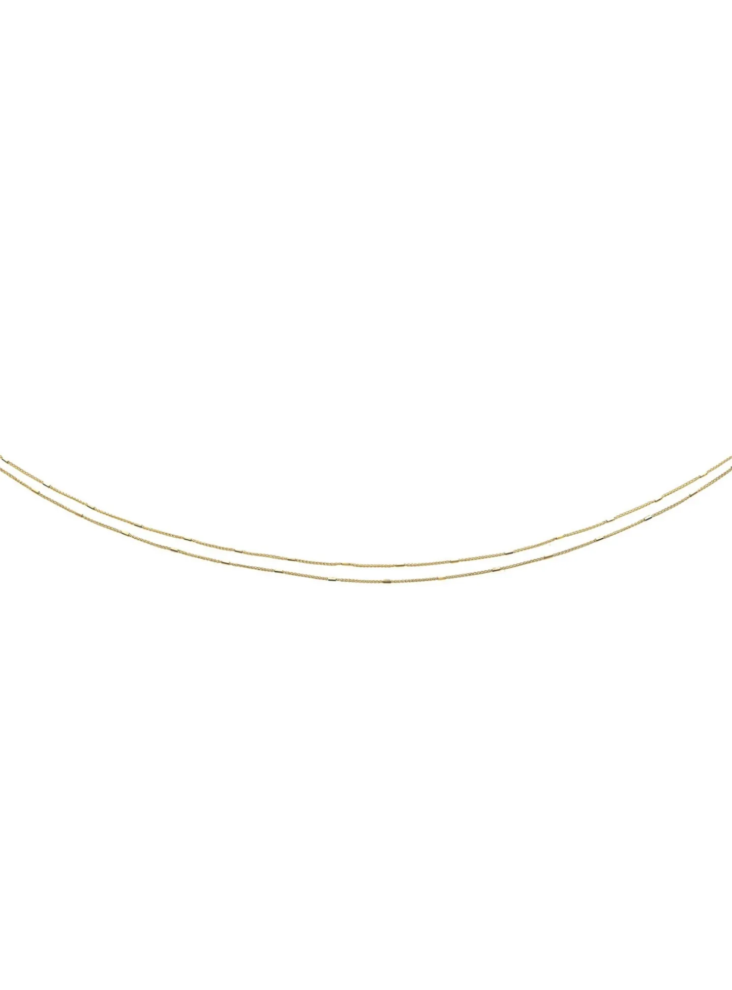 Collier chaine deux rangs tubes or jaune 18 carats