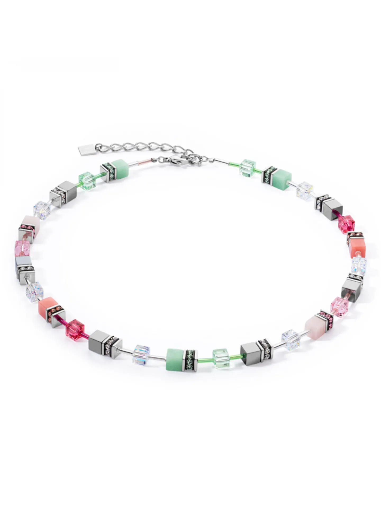 Collier Coeur de Lion GeoCUBE Iconic vert/rose