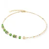 Collier Coeur de lion GeoCUBE® Fusion Precious_x005f_x000D_Pearl Mix doré-vert