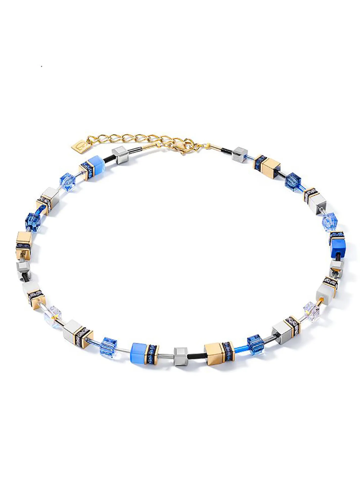 Collier Coeur de Lion Geocube bleu doré
