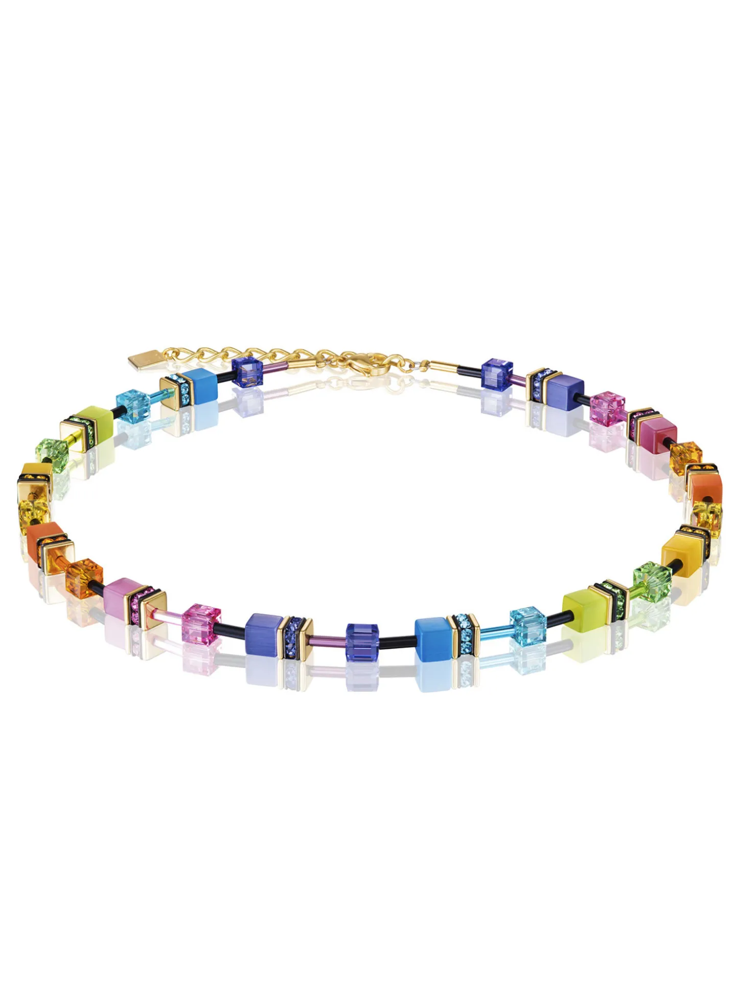Collier Coeur de Lion Geocube Rainbow doré