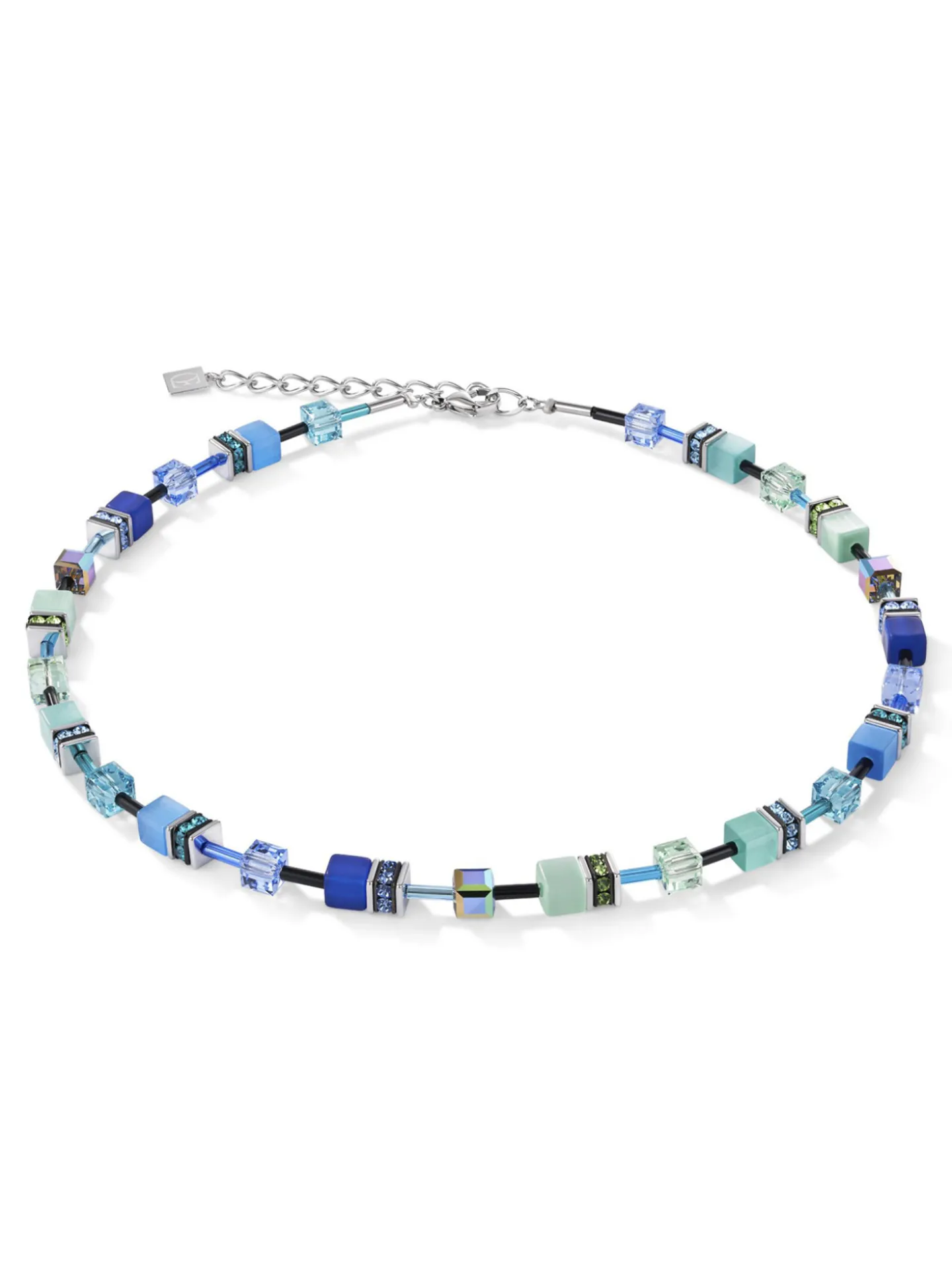 Collier Coeur de Lion GeoCube bleu-vert