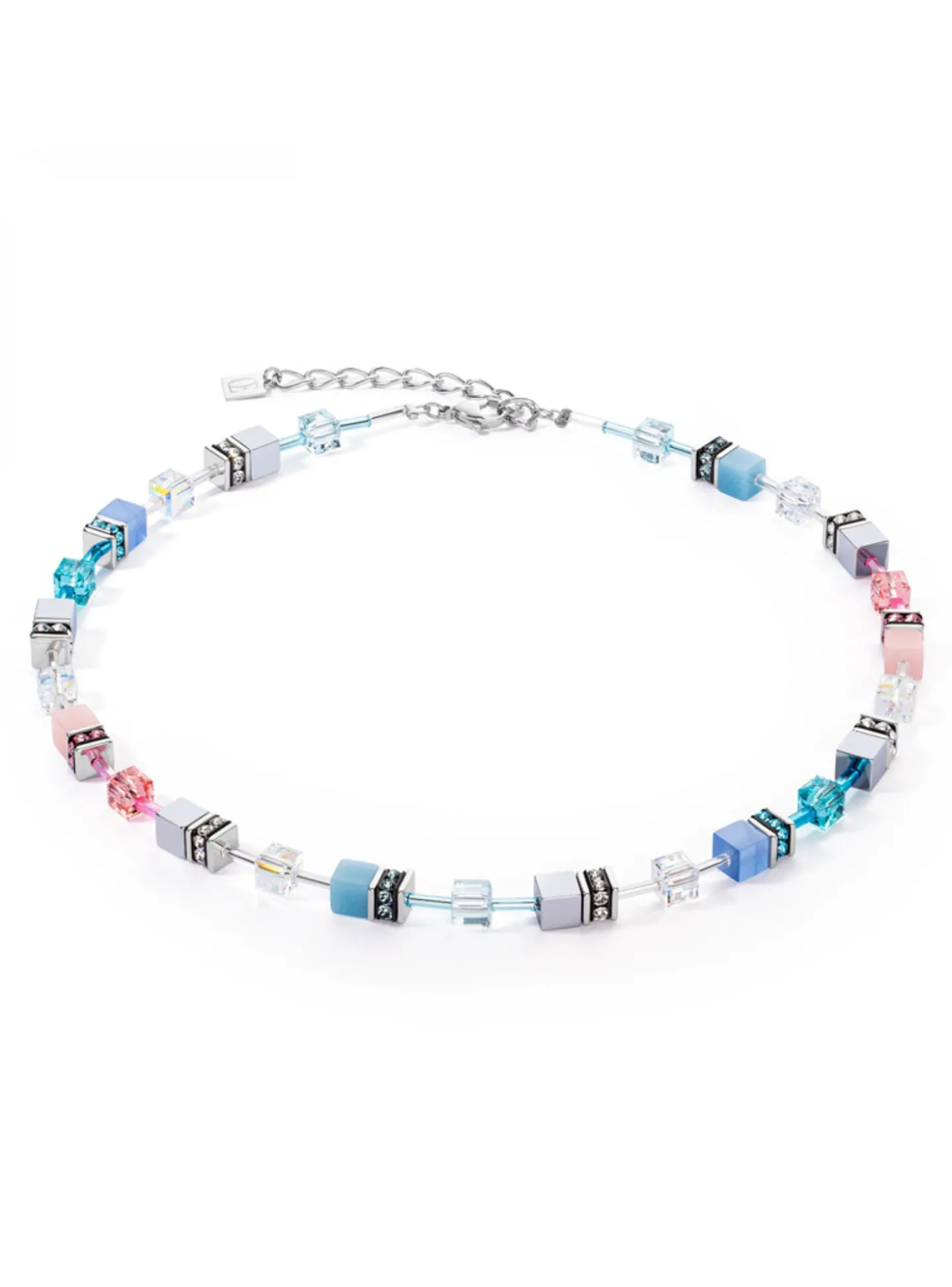 Collier Coeur de Lion GeoCUBE® Iconic bleu-rose