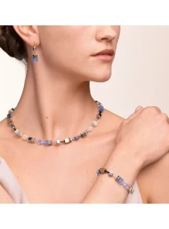 Collier Coeur de Lion Geocube bleu doré