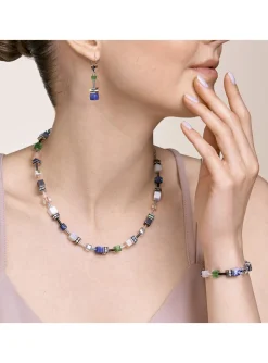 Collier Coeur de Lion Geocube bleu vert blanc