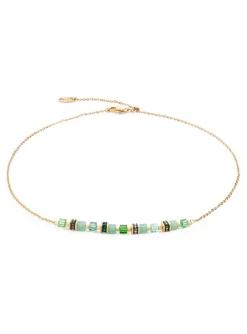 Collier Coeur de Lion Mini Cubes et Chain doré vert