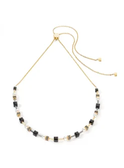 Collier Coeur de lion Mysterious Cubes et Pearls_x005f_x000D_doré et noir