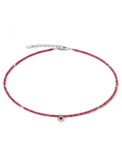 Collier Coeur de Lion Sparkling Dot Delicate_x005f_x000D_argenté et rouge