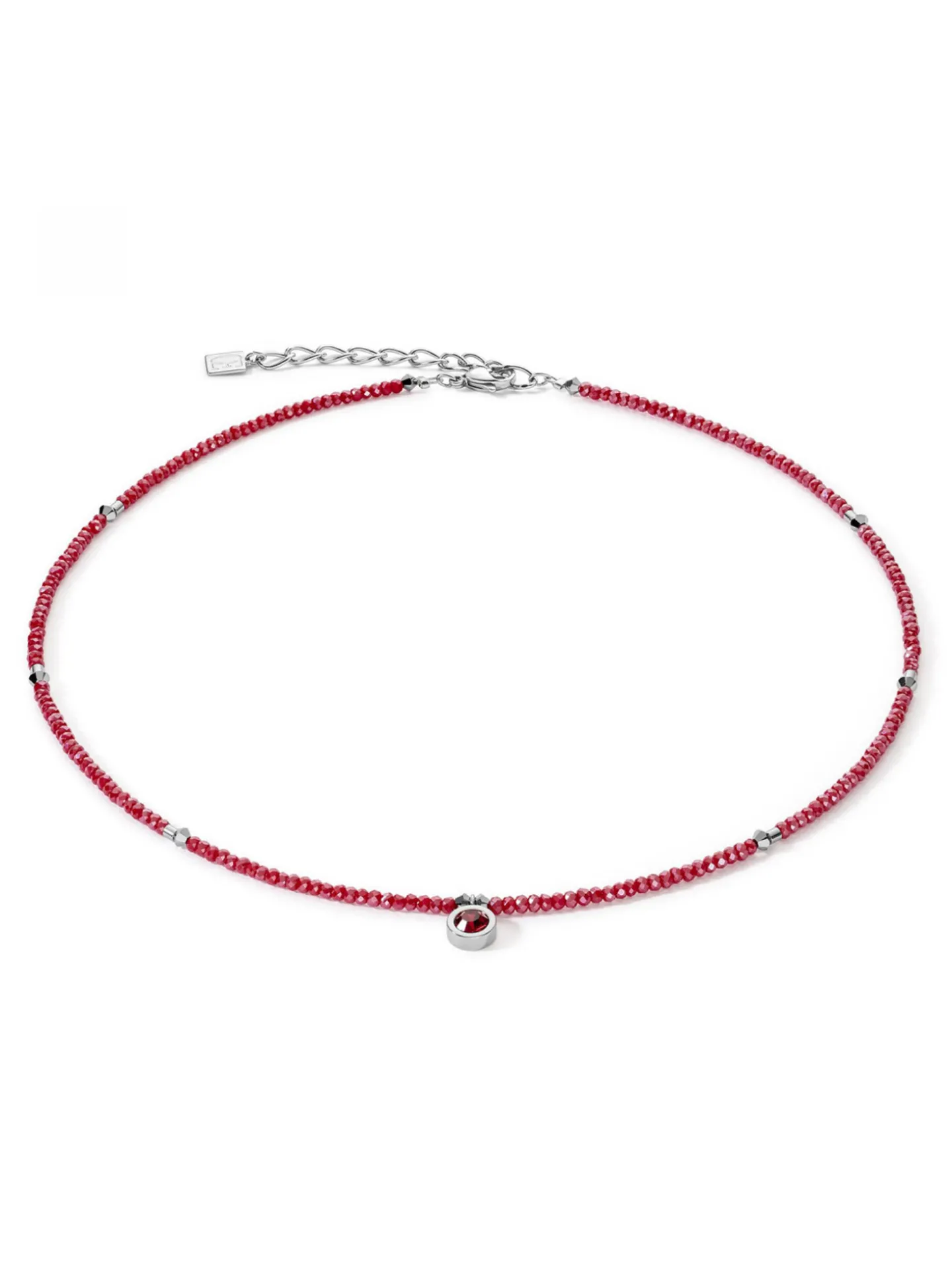 Collier Coeur de Lion Sparkling Dot Delicate_x005f_x000D_argenté et rouge