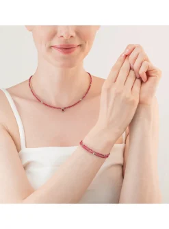 Collier Coeur de Lion Sparkling Dot Delicate_x005f_x000D_argenté et rouge