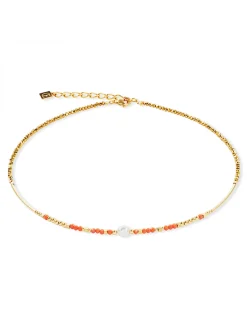 Collier Coeur de Lion Sunset Pearl or-corail