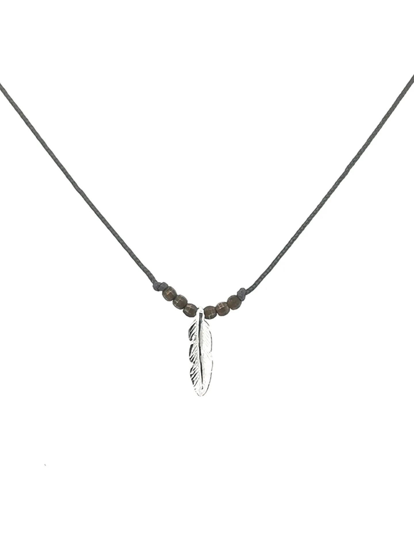Collier Doriane fil gris, Plume Argent