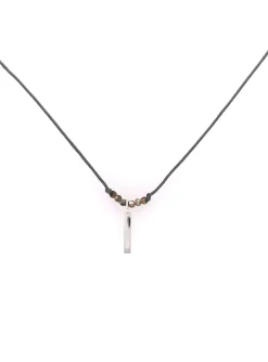 Collier Doriane Fil Gris Perles Argent et Barre