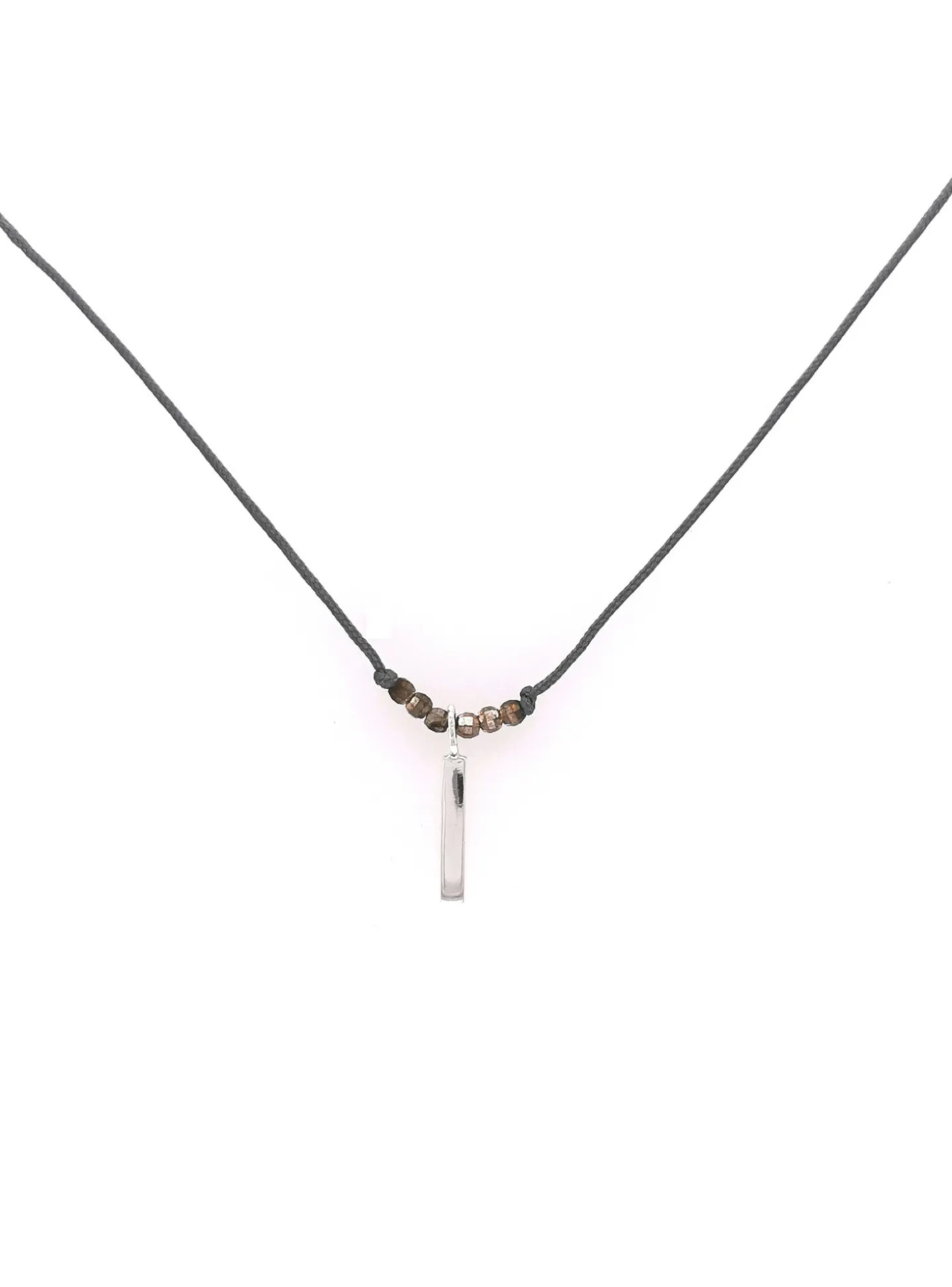 Collier Doriane Fil Gris Perles Argent et Barre