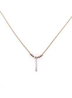 Collier Doriane Lien Beige et Barre argent