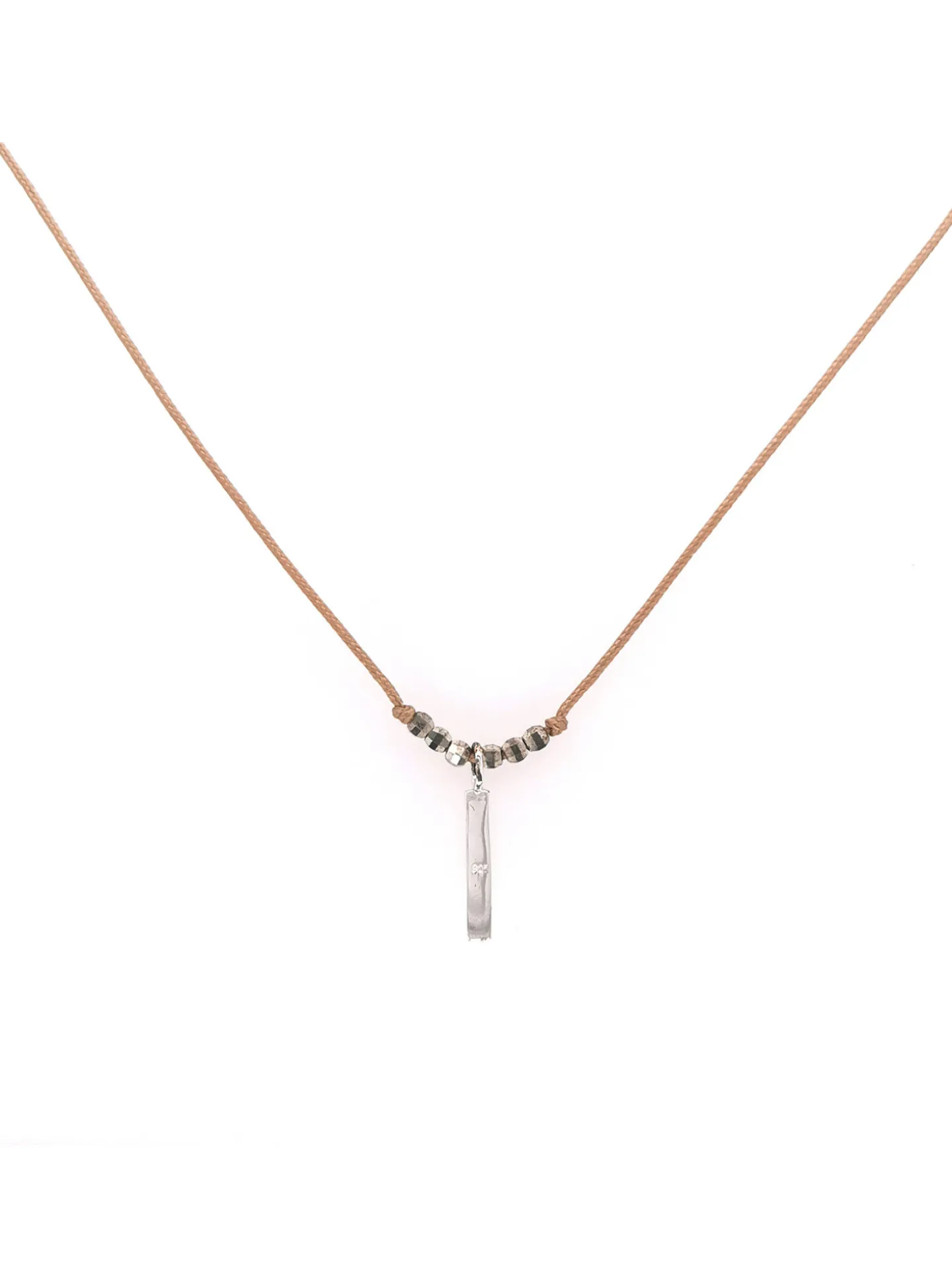 Collier Doriane Lien Beige et Barre argent