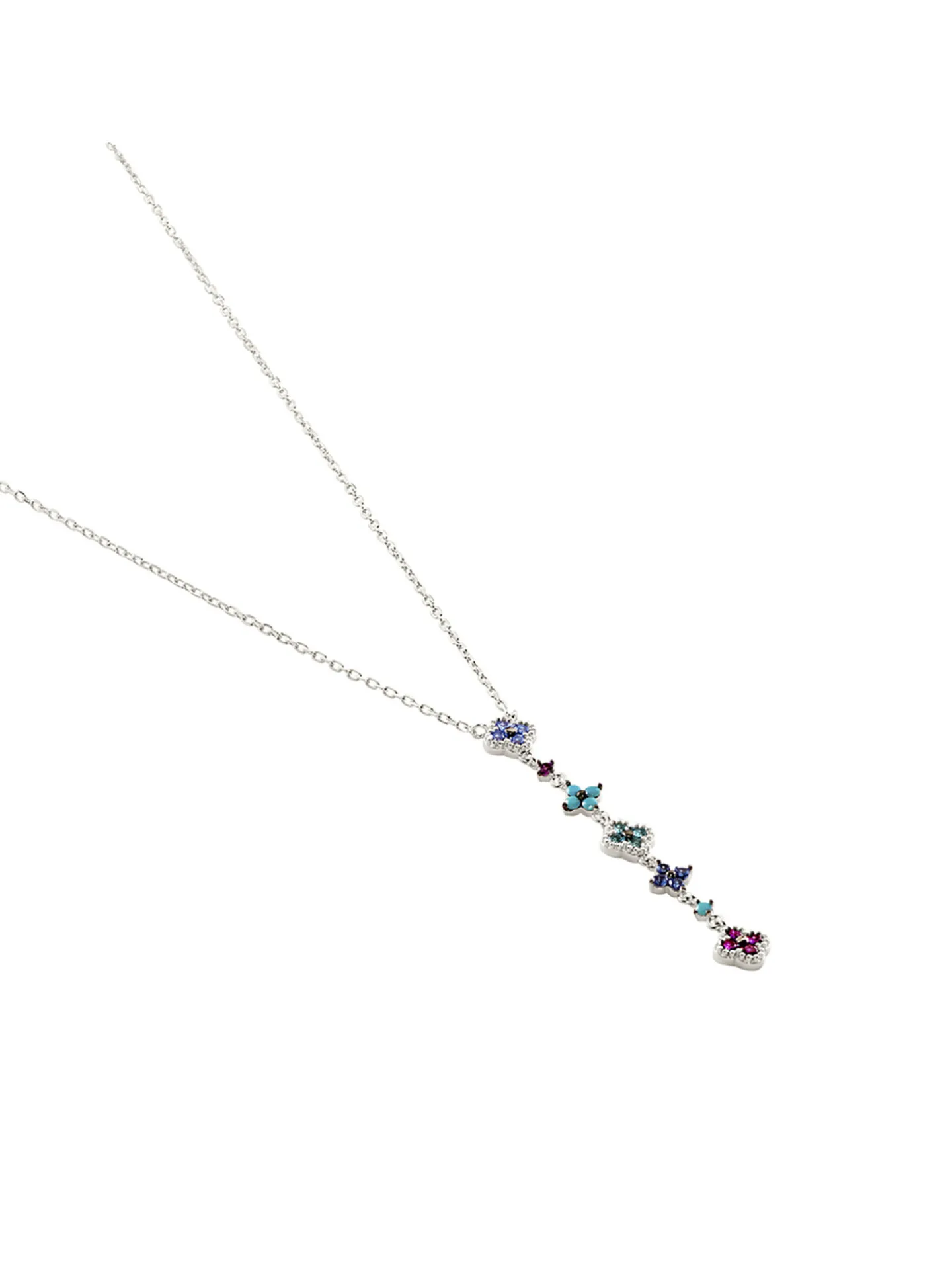 Collier en Y Agatha Beloved rangée de fleurs oxydes