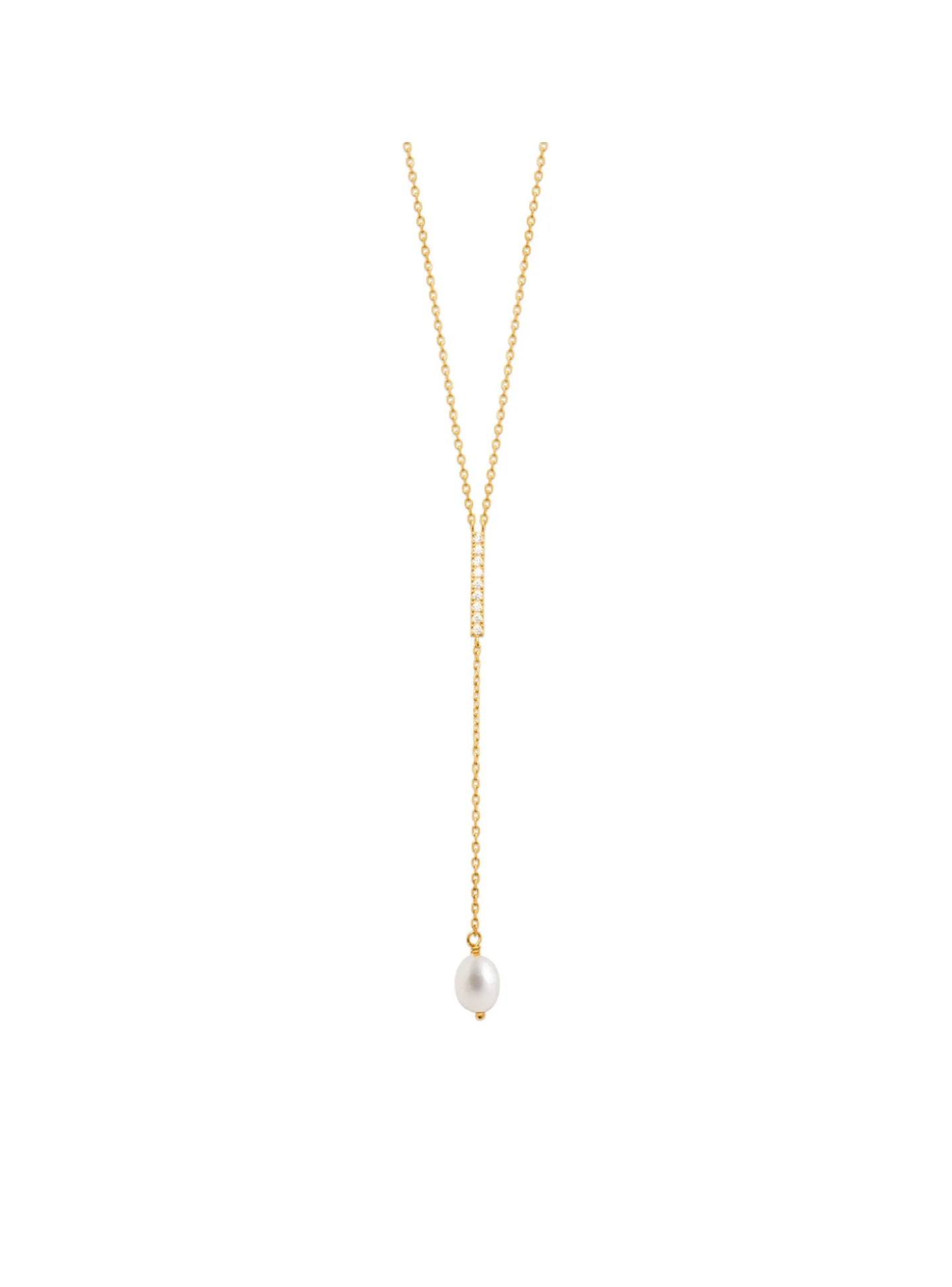 Collier en Y Brillaxis perle de culture_x005f_x000D_plaqué or