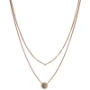 Collier Fossil double rosé avec disque nacré
