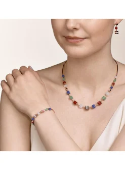 Collier GeoCUBE Coeur de lion dorée rose multicolore
