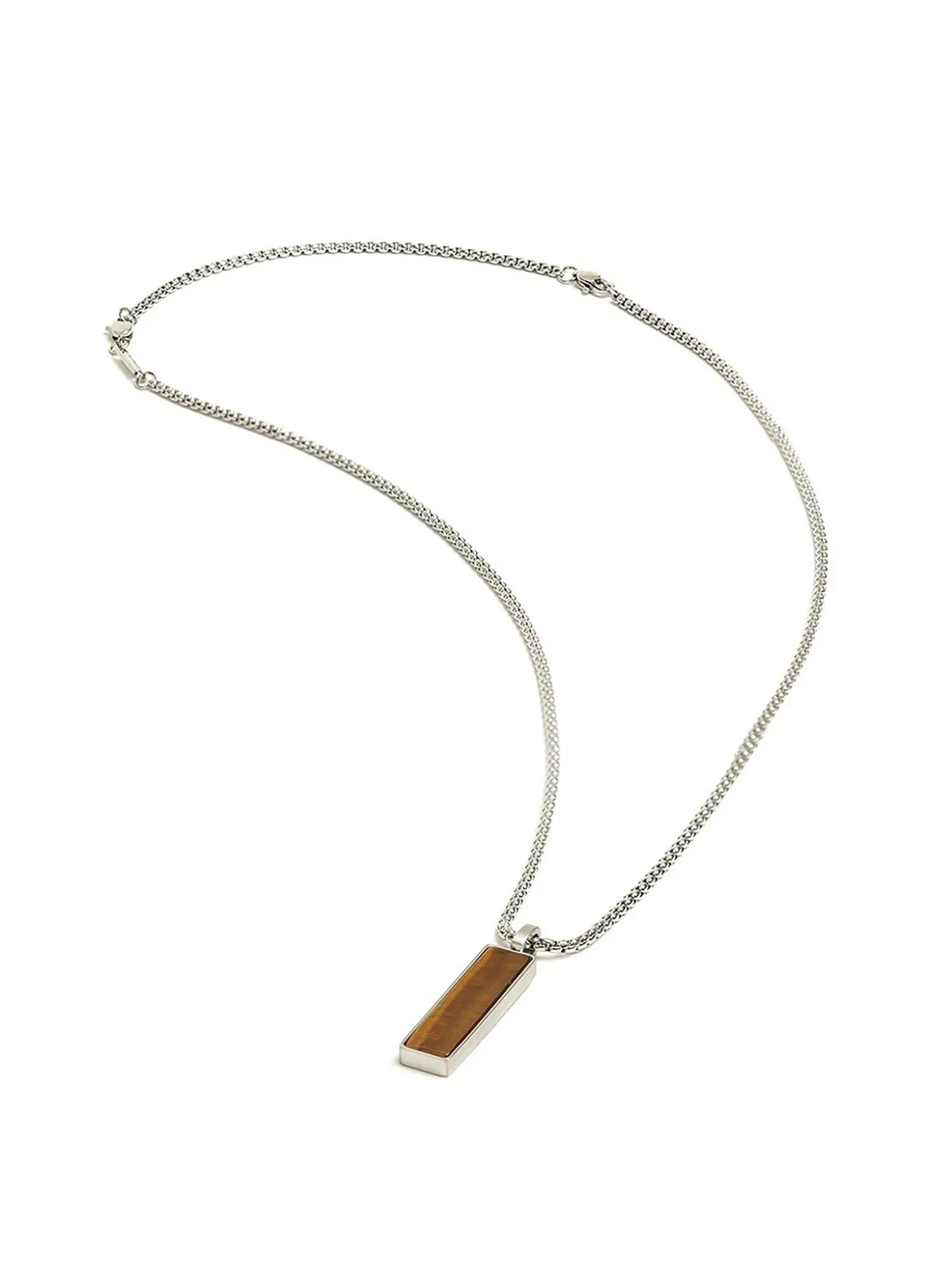 Collier homme GEMINI Galli_x005f_x000D_acier et oeil de tigre