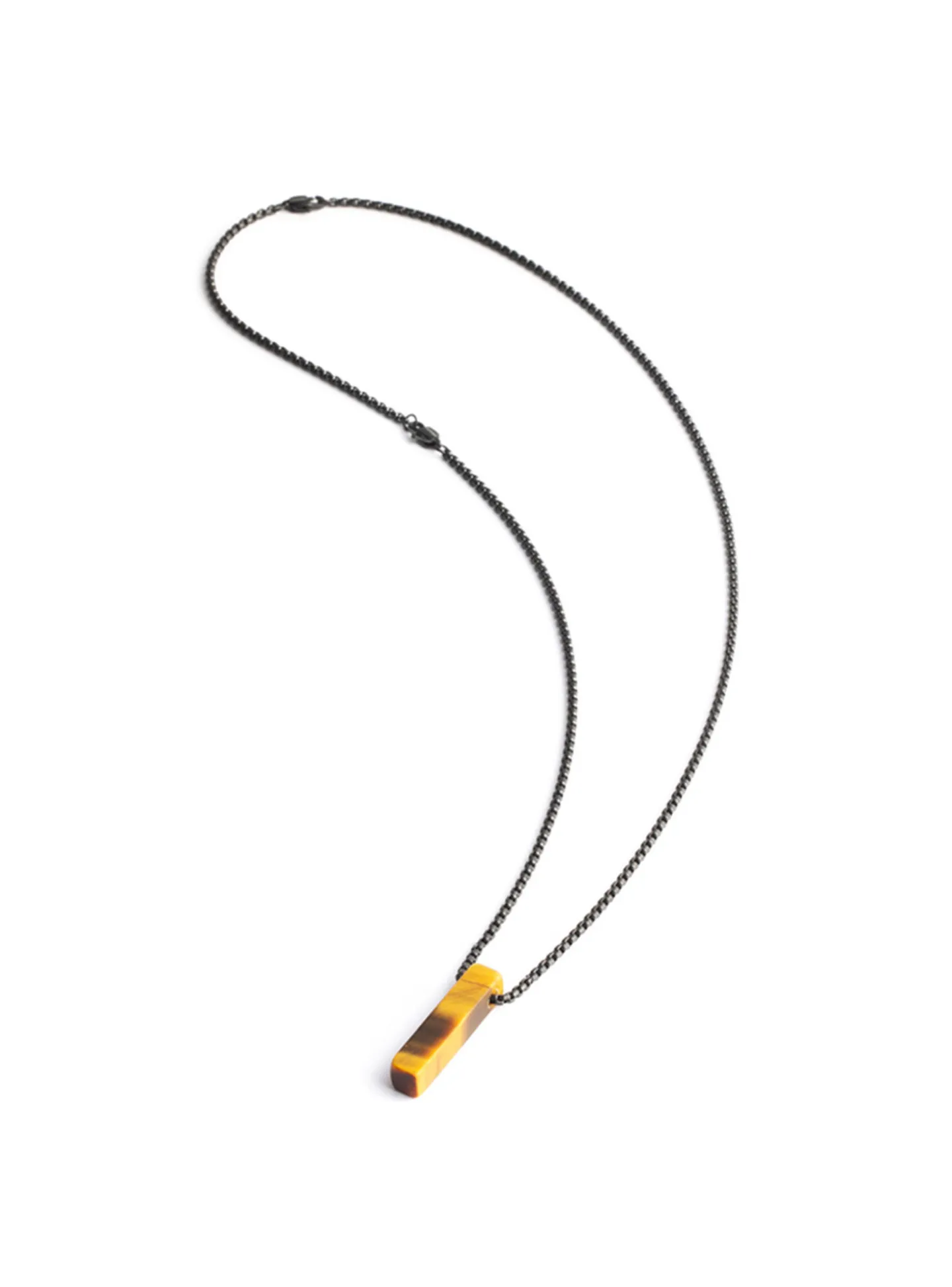 Collier homme Gemini Tantum oeil de tigre acier noir