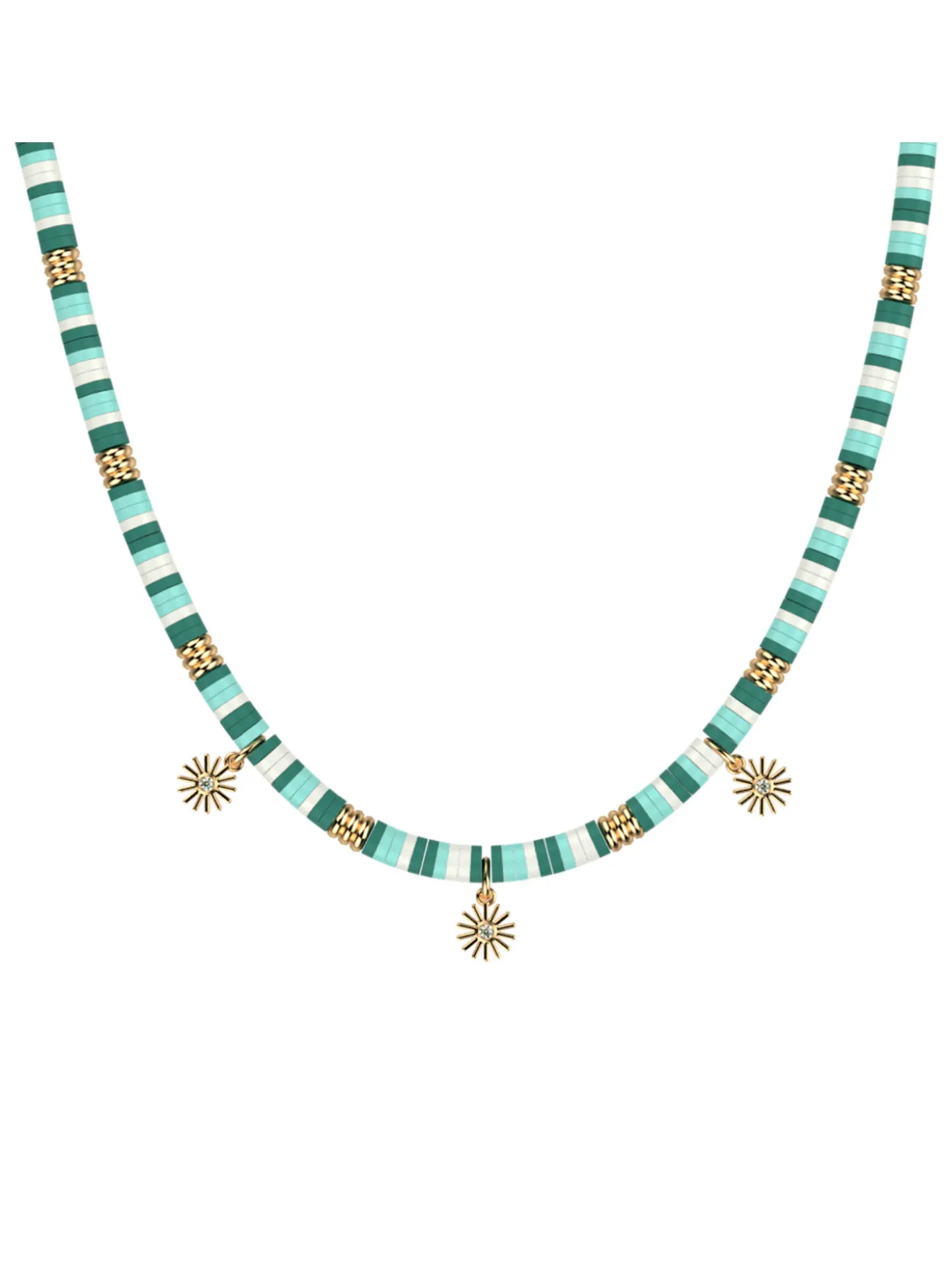 Collier Les Cadettes Baya perles bleues/vertes