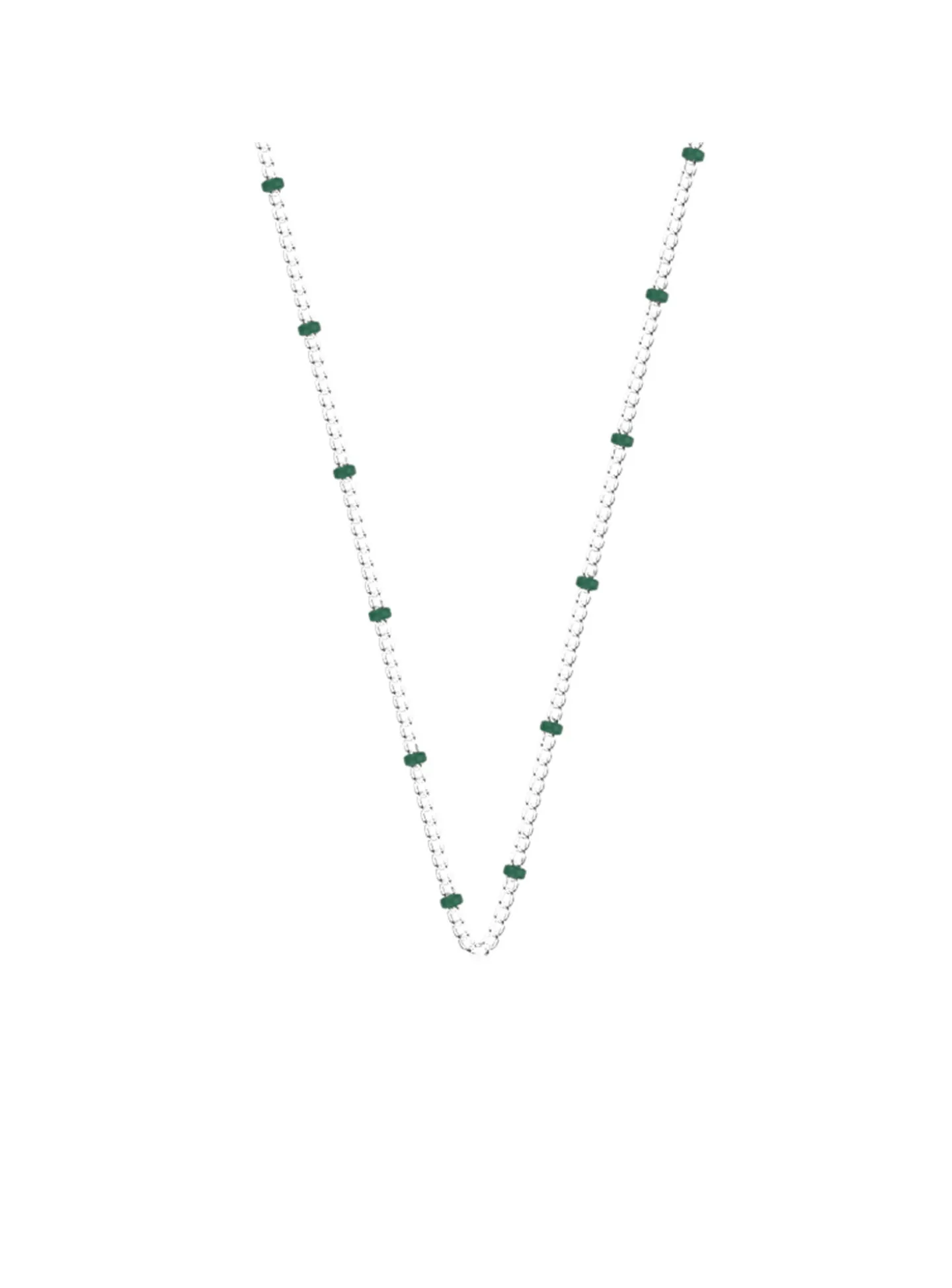 Collier Les Cadettes chaine bille laque bleu canard
