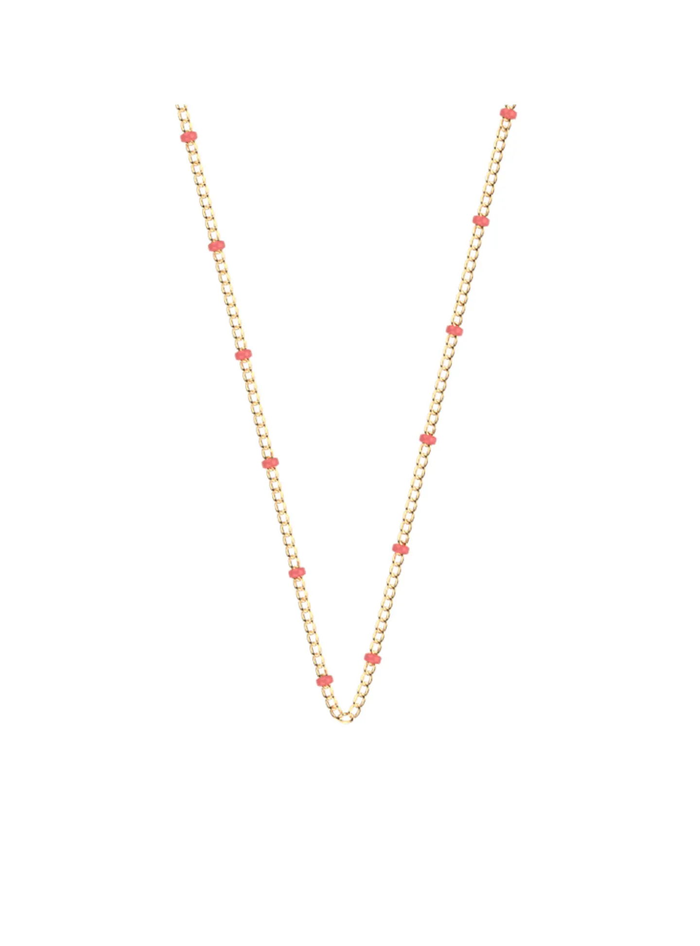Collier Les Cadettes chaîne billes corail