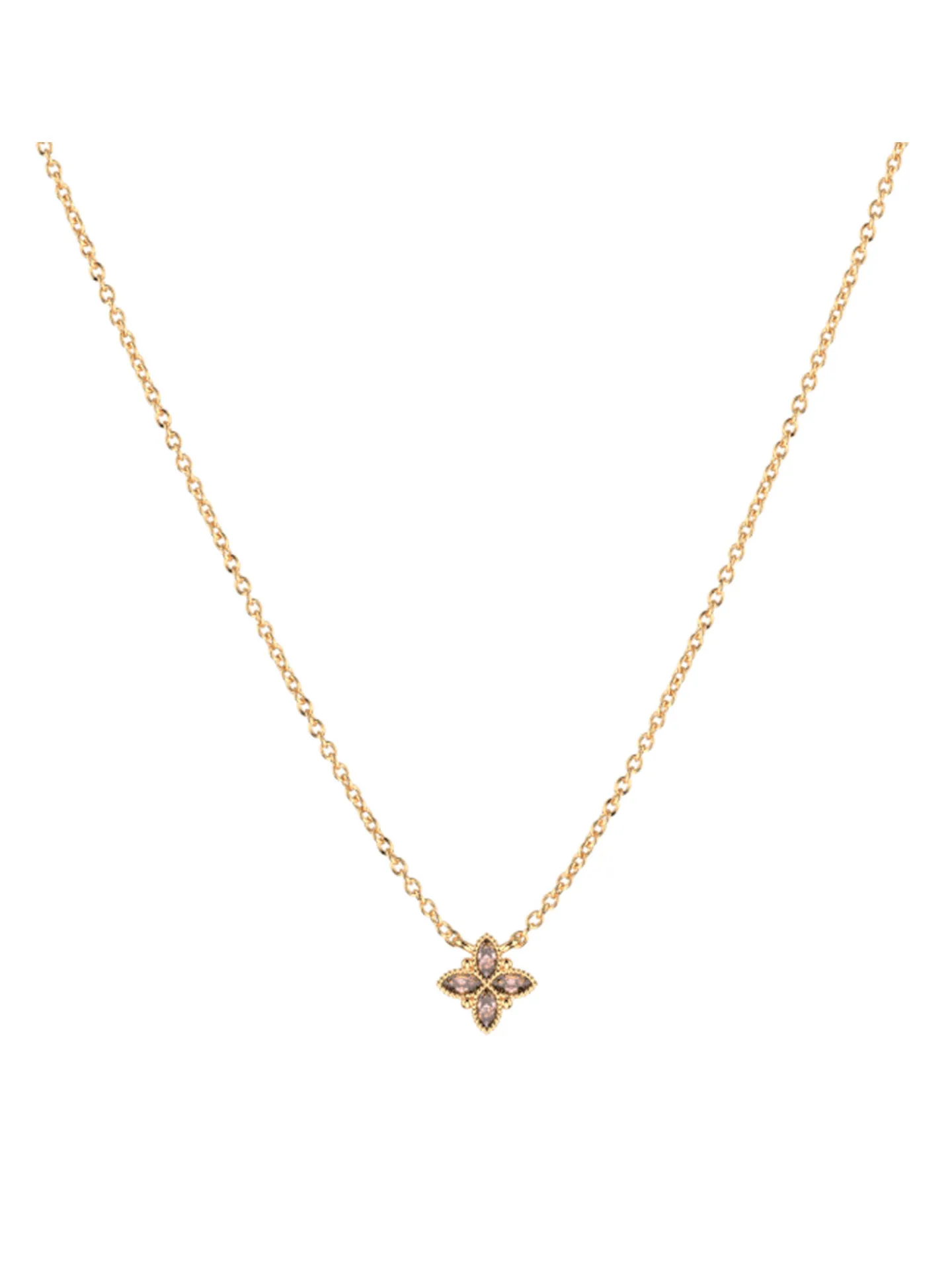 Collier Les Cadettes doré fleur oxydes blancs