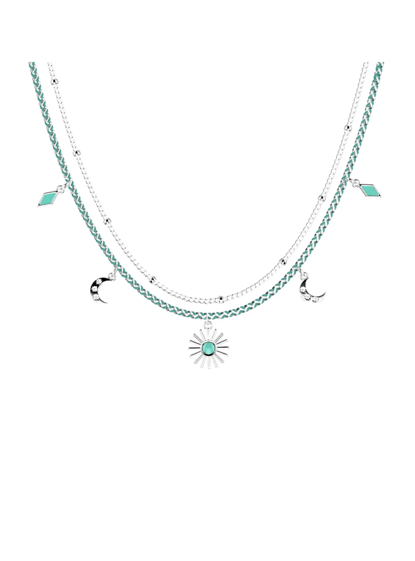 Collier Les Cadettes Mia argenté bleu