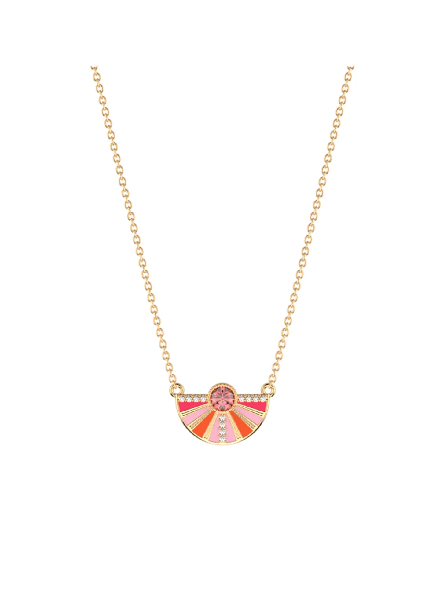Collier Les Cadettes Sunrise_x005f_x000D_doré demi disque laqué rosé