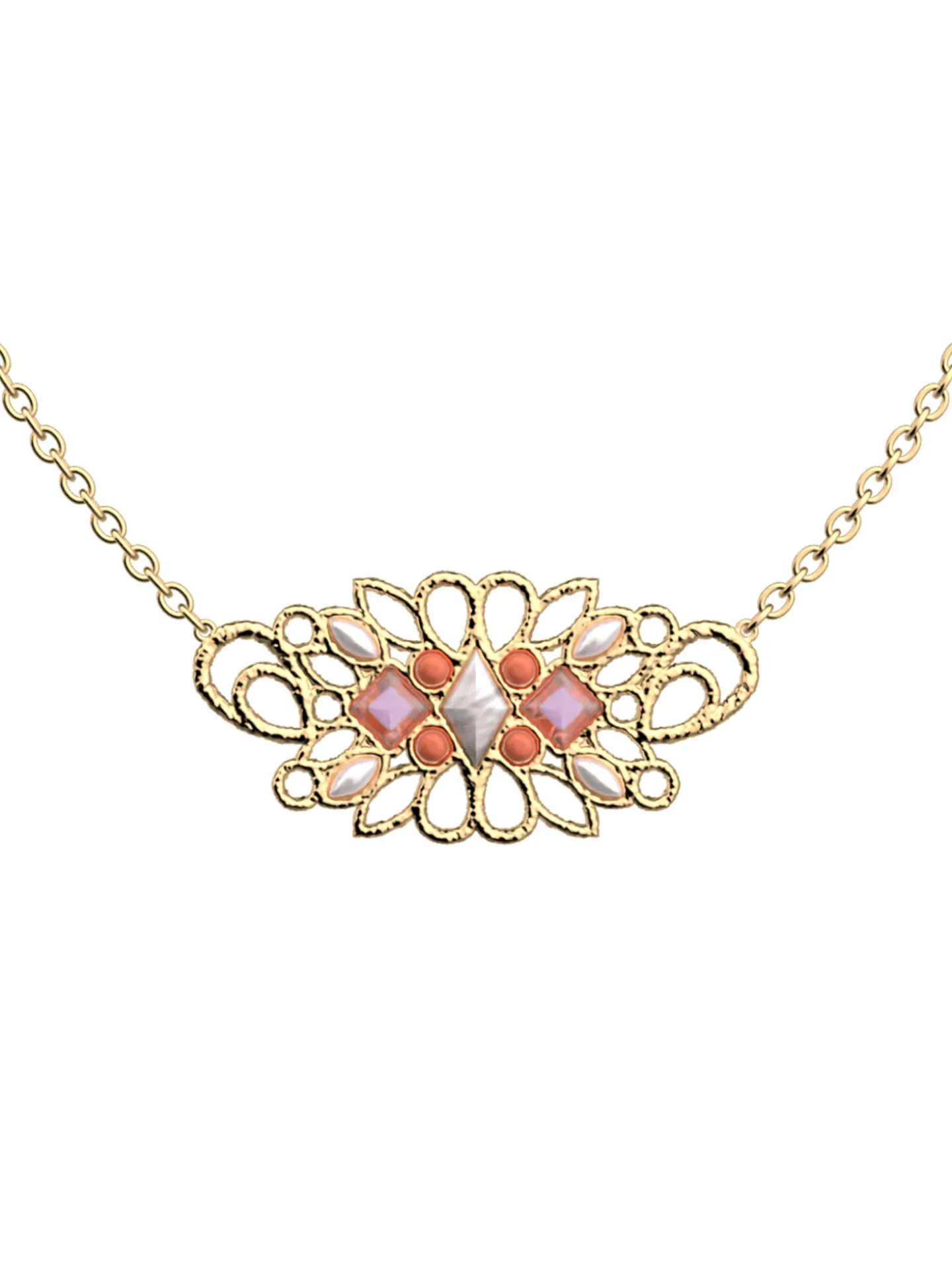 Collier Les Georgettes collection Rosace dorée nacre