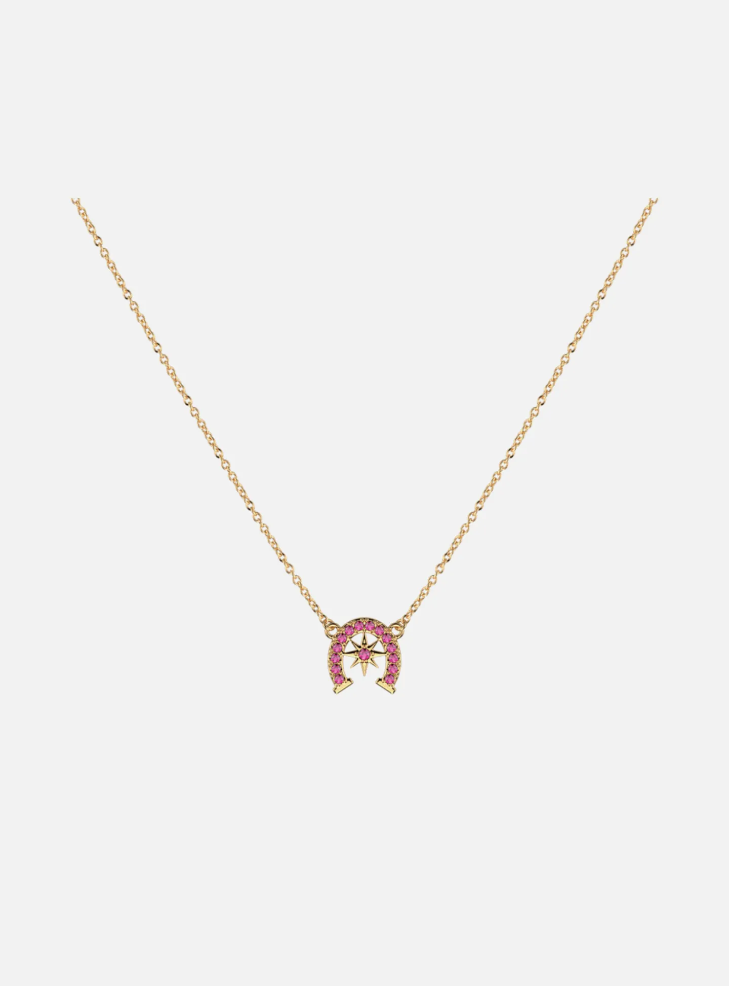 Collier Les Georgettes doré fer à cheval rose_x005f_x000D_Collection Les Cadettes