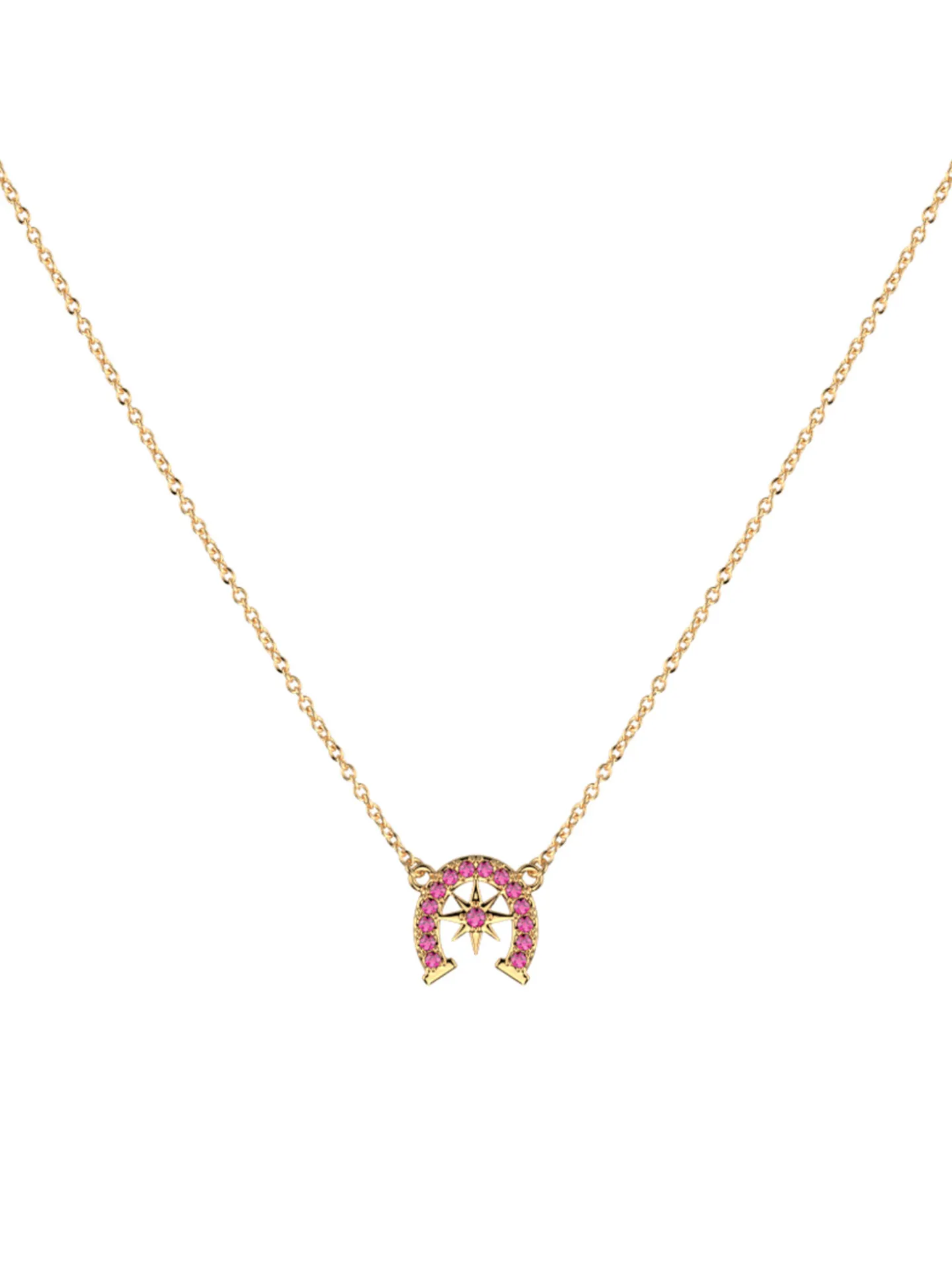 Collier Les Georgettes doré fer à cheval rose_x005f_x000D_Collection Les Cadettes