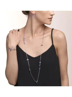 Collier long Coeur de Lion GeoCUBE argent-bleu