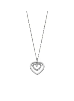 Collier Lotus acier coeur empierré
