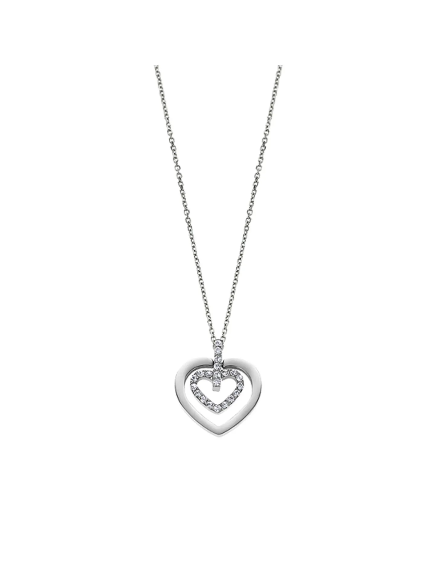 Collier Lotus acier coeur empierré