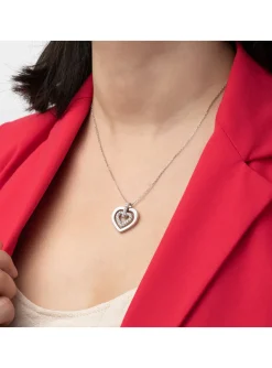 Collier Lotus acier coeur empierré