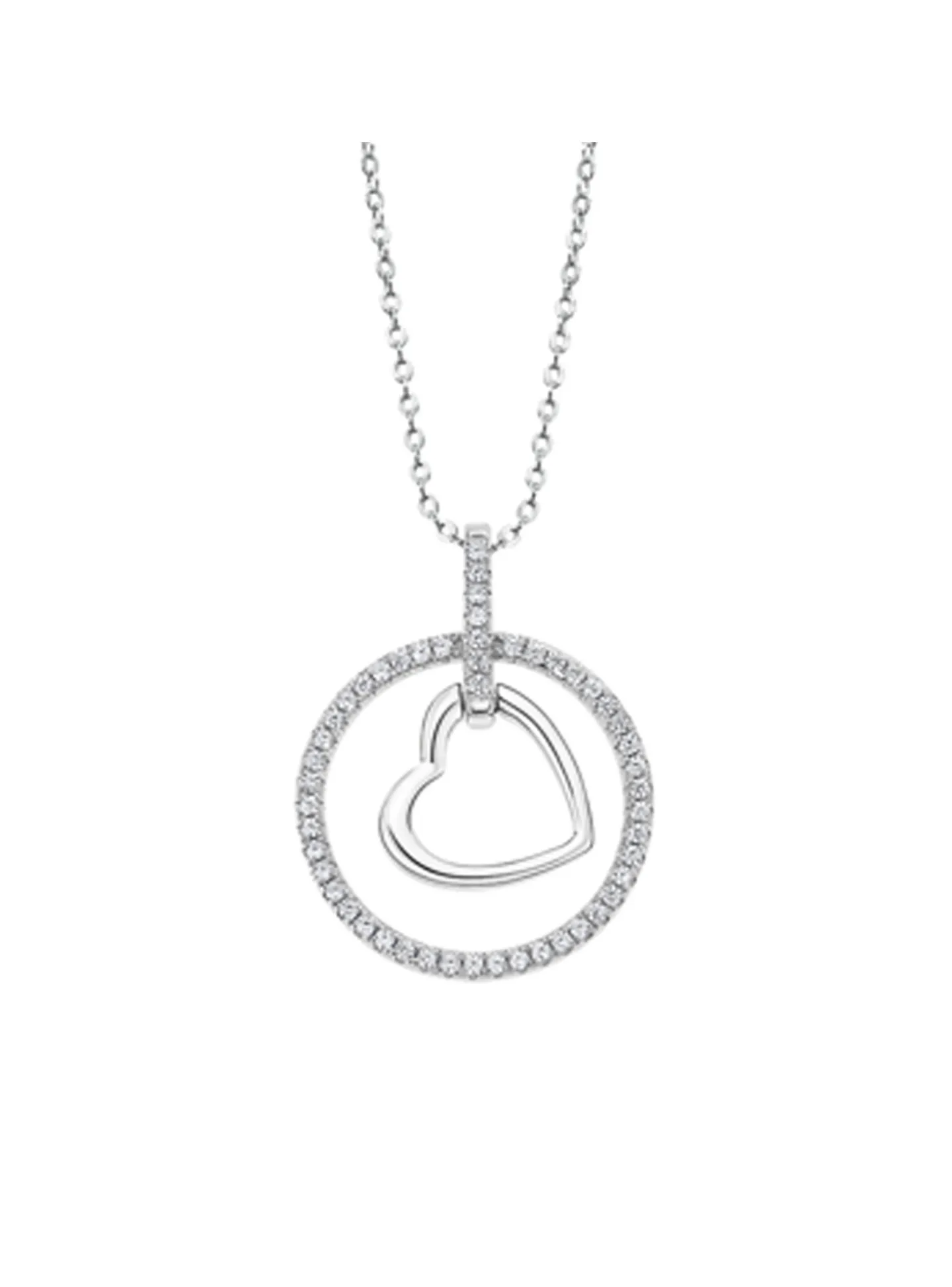 Collier Lotus en argent et oxydes coeur encerclé