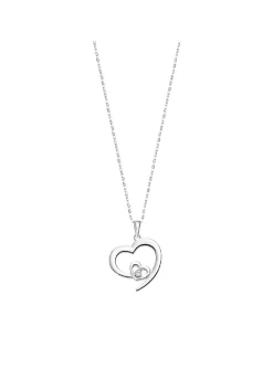 Collier Lotus Silver coeur pierre blanche
