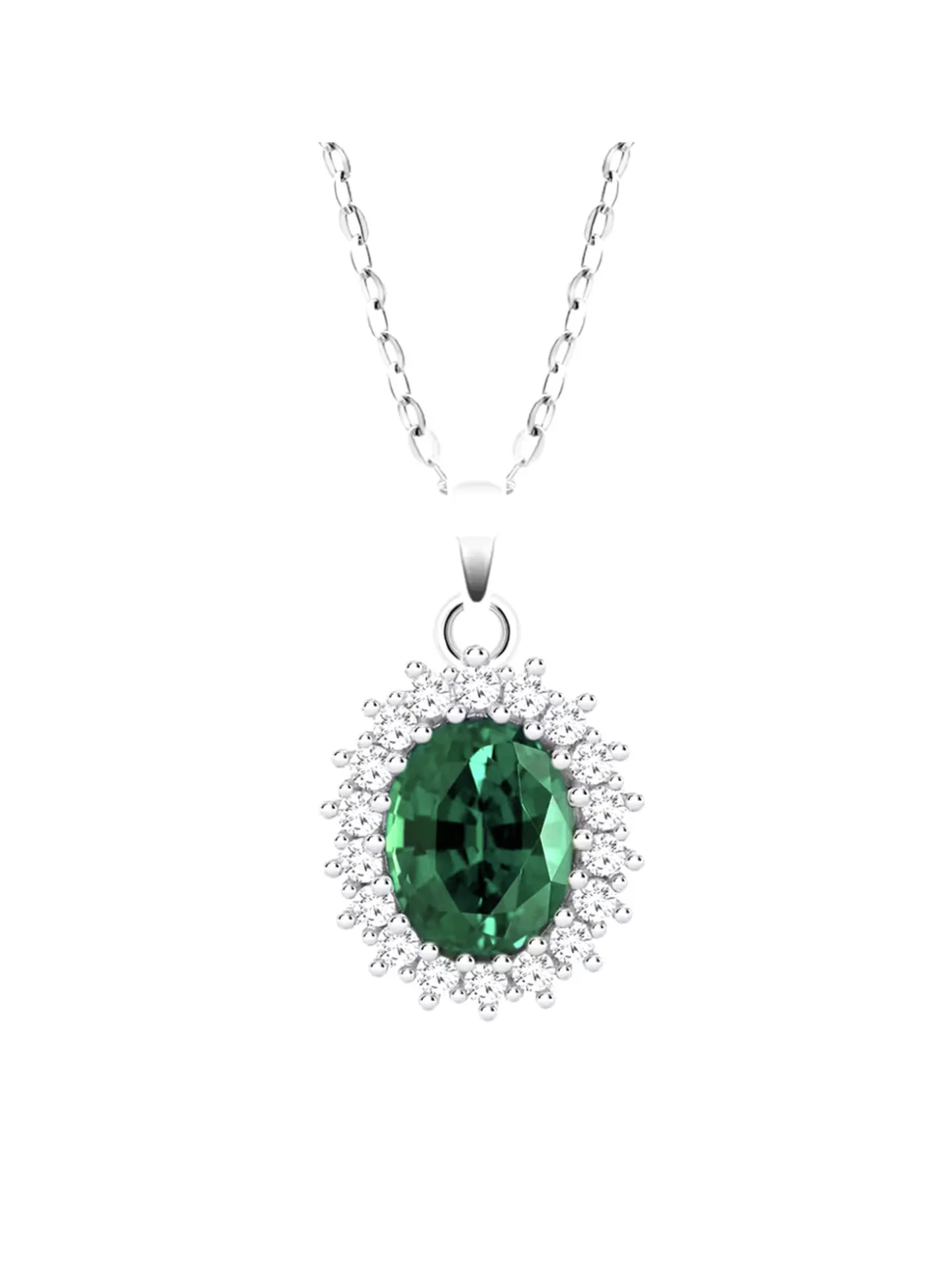 Collier Lotus Silver marguerite oxyde vert