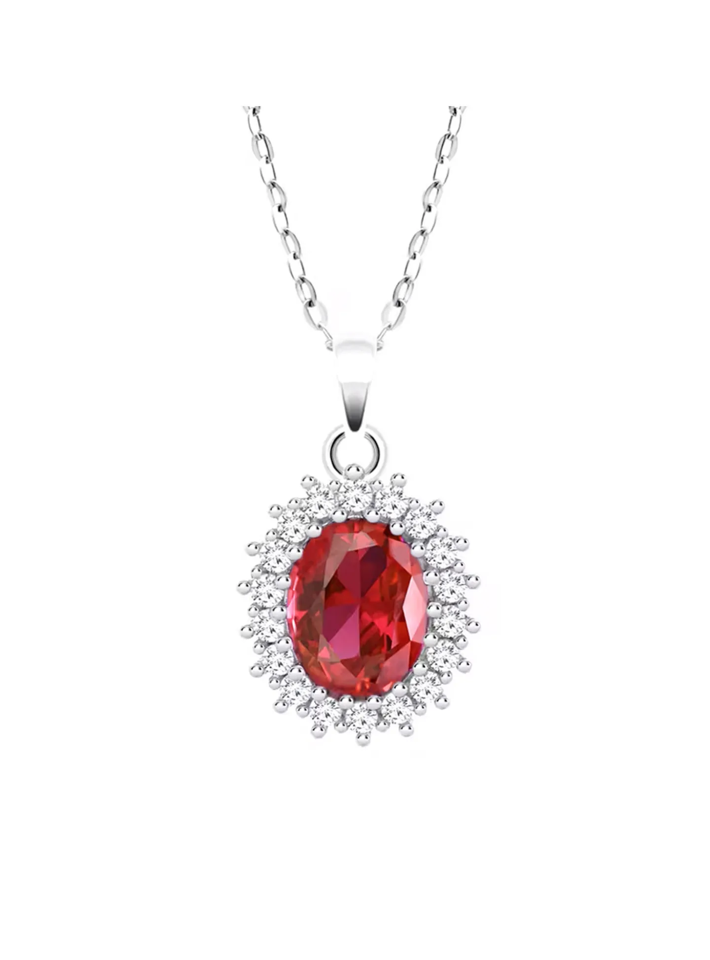 Collier Lotus Silver Marguerite oxyde rouge